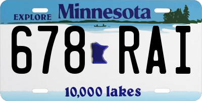 MN license plate 678RAI