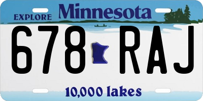 MN license plate 678RAJ