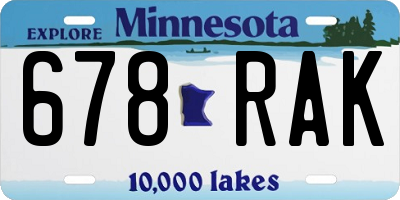 MN license plate 678RAK