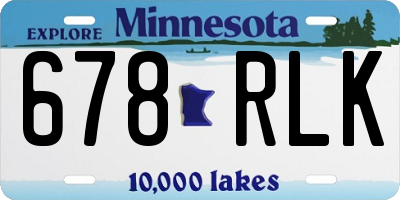 MN license plate 678RLK