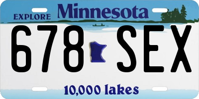 MN license plate 678SEX