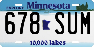 MN license plate 678SUM