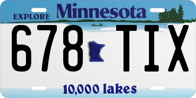 MN license plate 678TIX