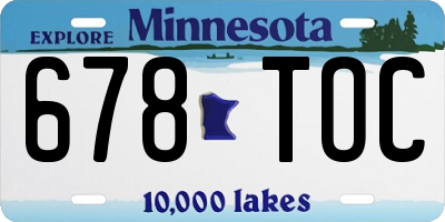 MN license plate 678TOC