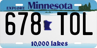 MN license plate 678TOL