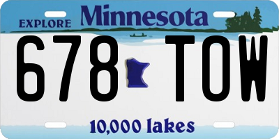 MN license plate 678TOW