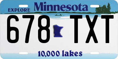MN license plate 678TXT