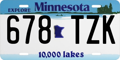 MN license plate 678TZK
