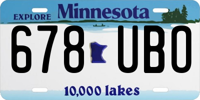 MN license plate 678UBO