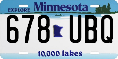 MN license plate 678UBQ