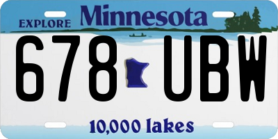 MN license plate 678UBW