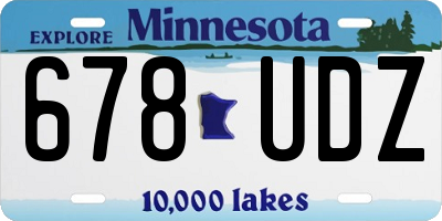 MN license plate 678UDZ