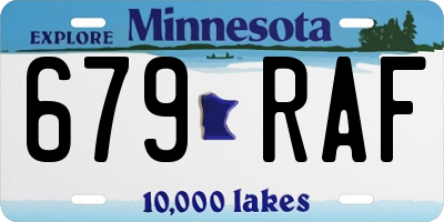 MN license plate 679RAF