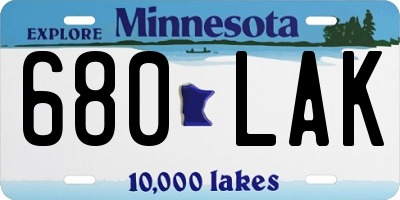 MN license plate 680LAK