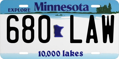 MN license plate 680LAW