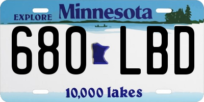 MN license plate 680LBD