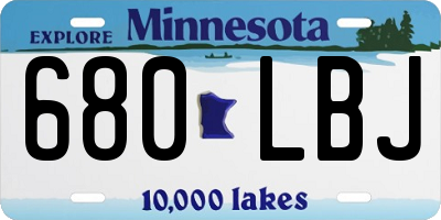 MN license plate 680LBJ