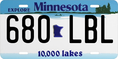 MN license plate 680LBL