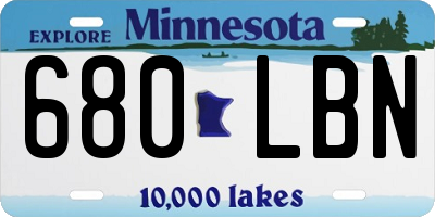 MN license plate 680LBN