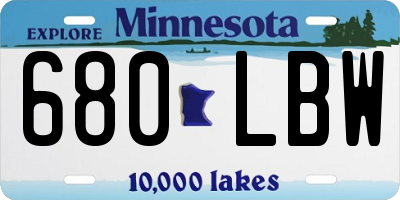 MN license plate 680LBW