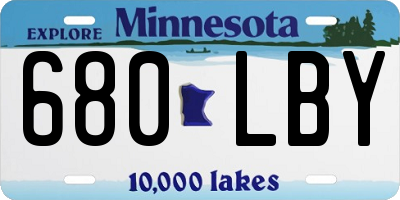 MN license plate 680LBY
