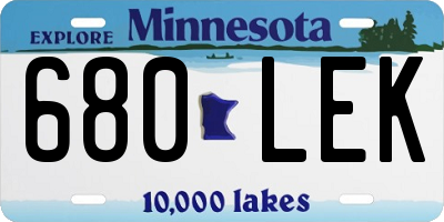 MN license plate 680LEK