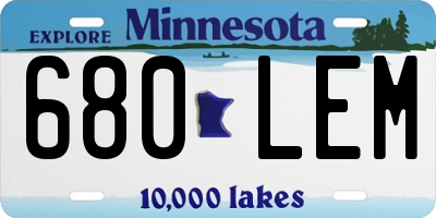 MN license plate 680LEM