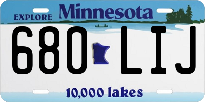MN license plate 680LIJ