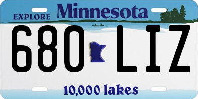 MN license plate 680LIZ