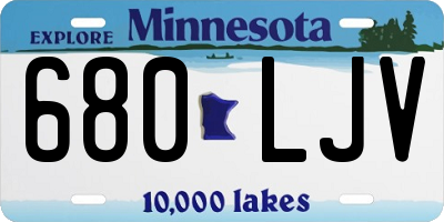 MN license plate 680LJV