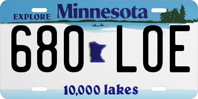 MN license plate 680LOE