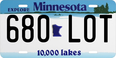 MN license plate 680LOT