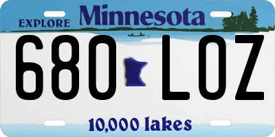 MN license plate 680LOZ