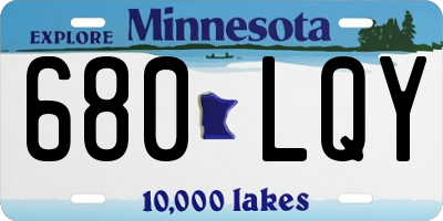 MN license plate 680LQY