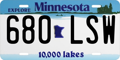 MN license plate 680LSW