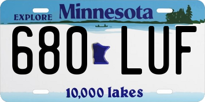 MN license plate 680LUF