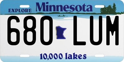 MN license plate 680LUM