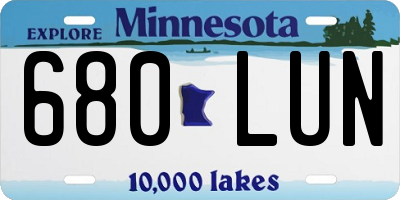 MN license plate 680LUN