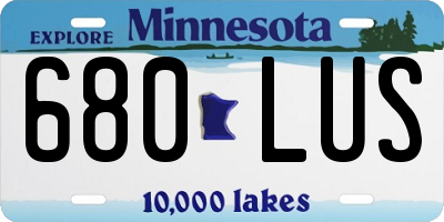 MN license plate 680LUS