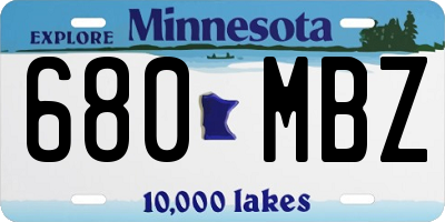 MN license plate 680MBZ