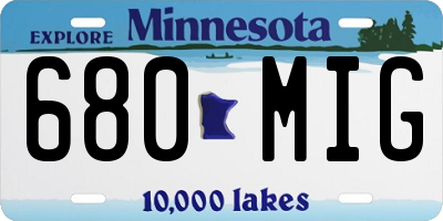 MN license plate 680MIG