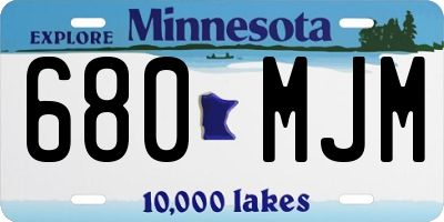 MN license plate 680MJM