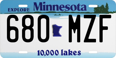MN license plate 680MZF