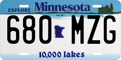 MN license plate 680MZG