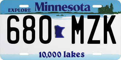 MN license plate 680MZK
