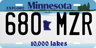 MN license plate 680MZR