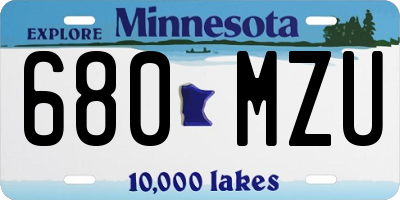 MN license plate 680MZU
