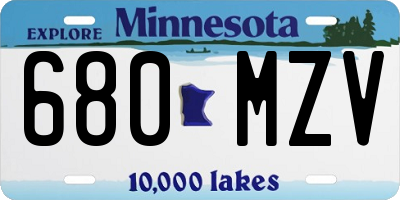 MN license plate 680MZV