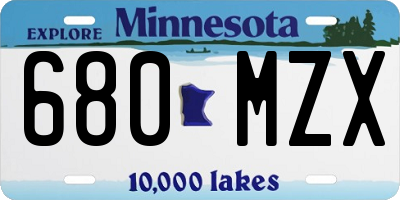 MN license plate 680MZX