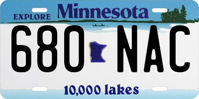 MN license plate 680NAC